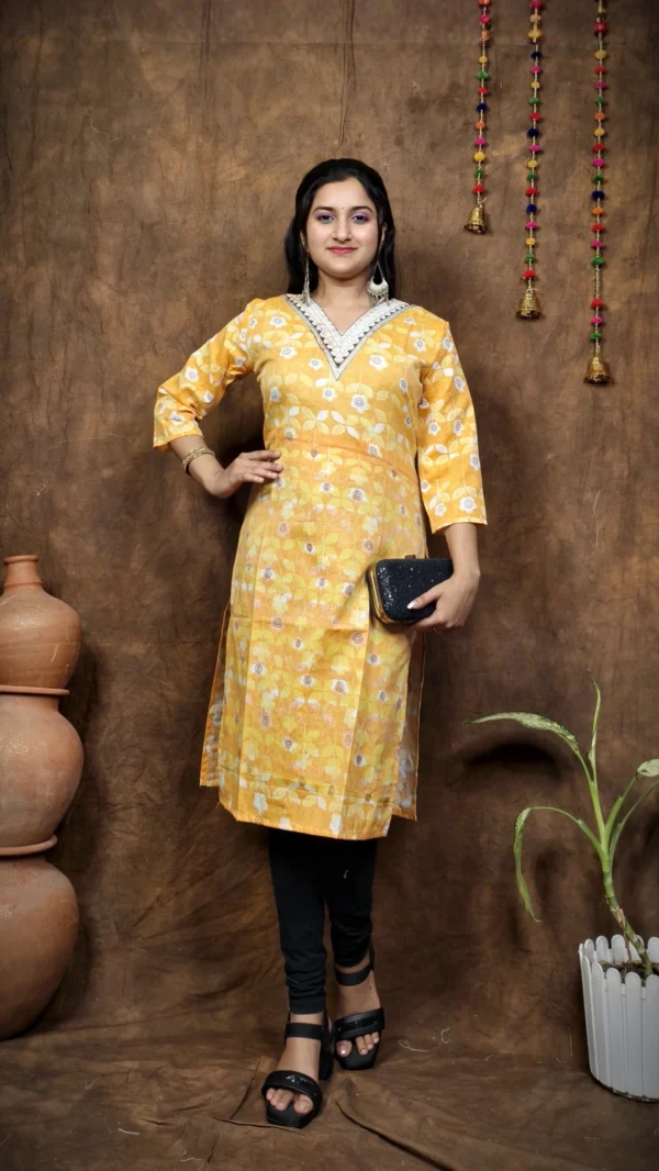 COTTON V NECK KURTI