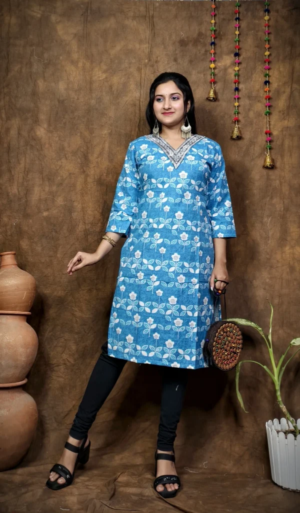 COTTON V NECK KURTI - Image 4