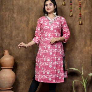 COTTON V NECK KURTI