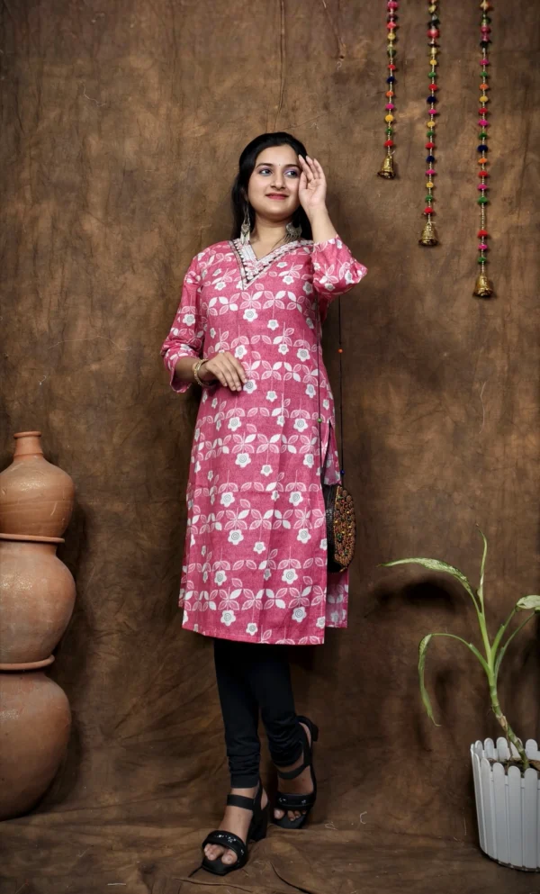 COTTON V NECK KURTI - Image 4