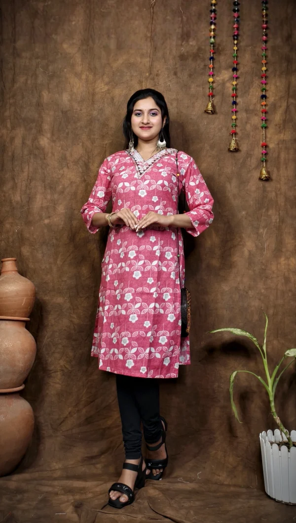 COTTON V NECK KURTI - Image 3