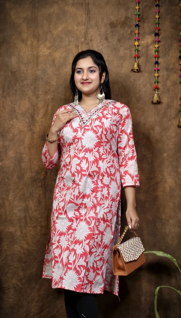 COTTON V NECK KURTI - Image 4