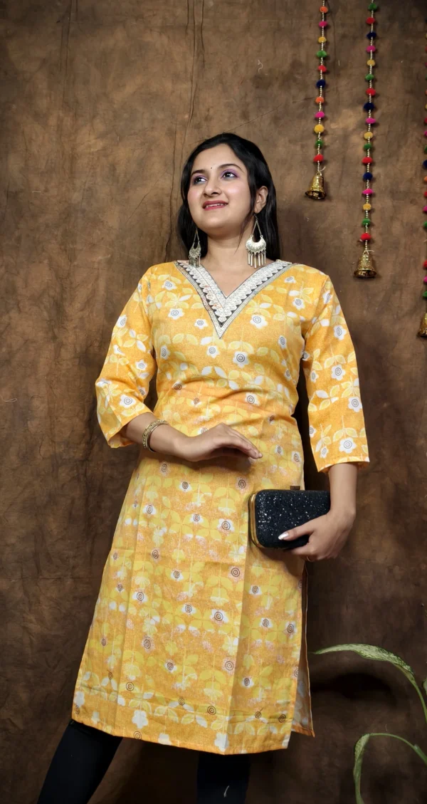 COTTON V NECK KURTI - Image 3