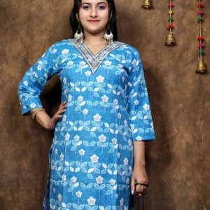 COTTON V NECK KURTI