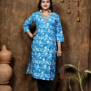 COTTON V NECK KURTI