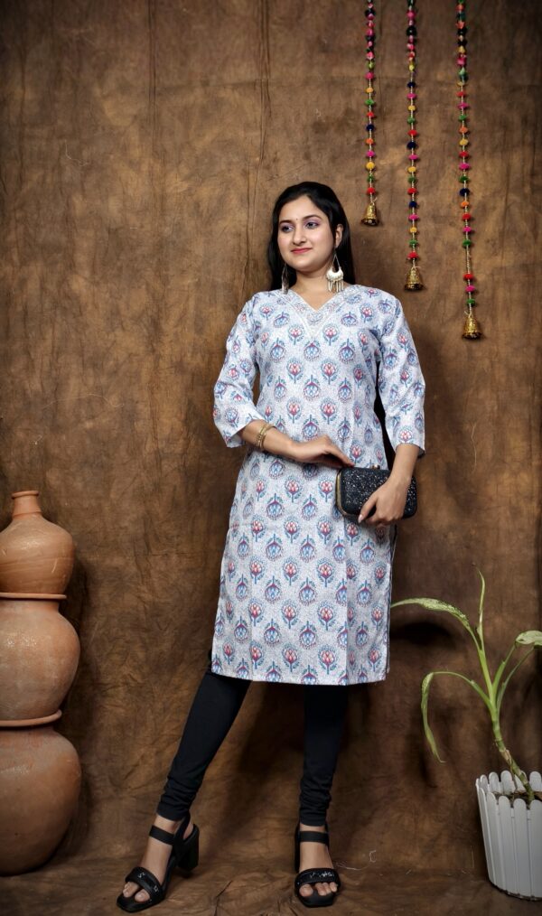 COTTON V NECK KURTI - Image 3