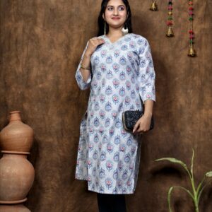 COTTON V NECK KURTI
