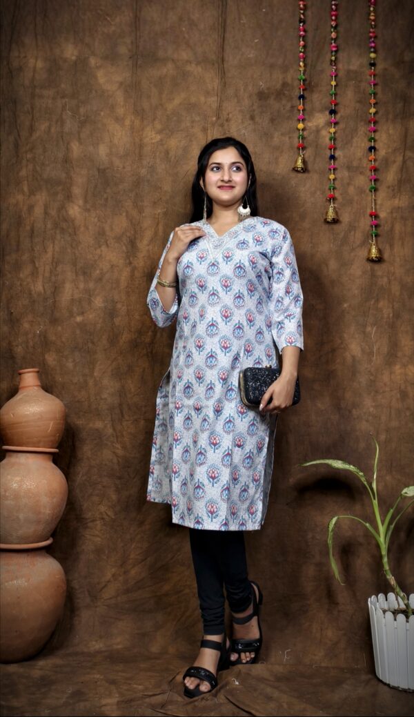 COTTON V NECK KURTI - Image 2