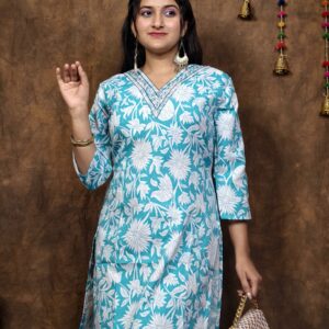 COTTON V NECK KURTI