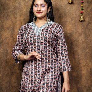 COTTON V NECK KURTI