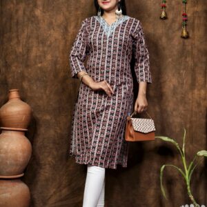 COTTON V NECK KURTI