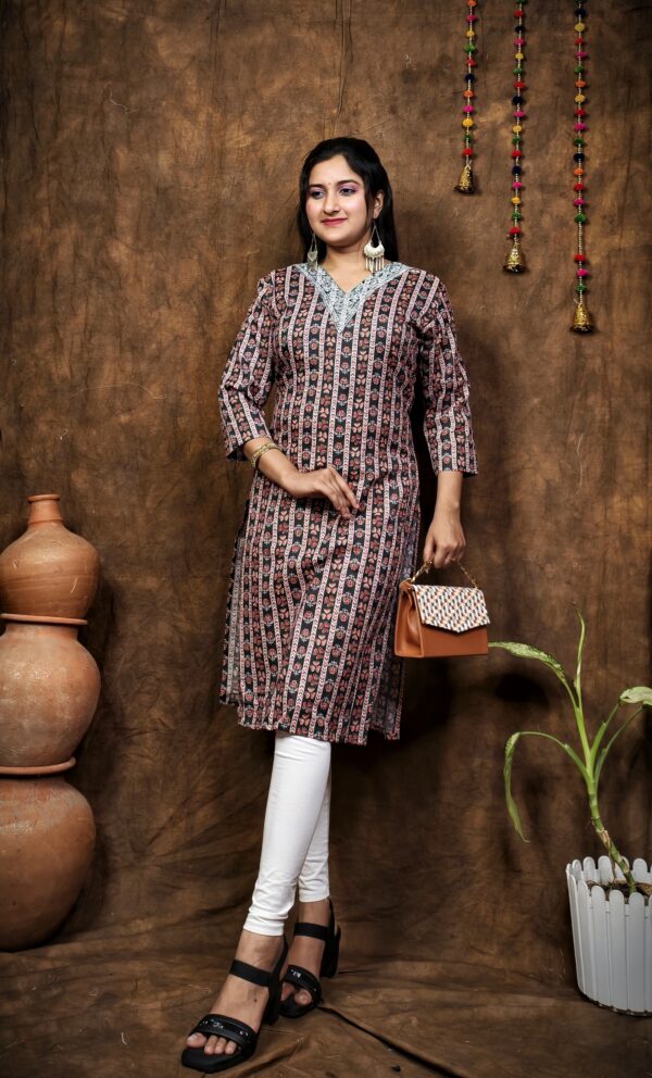 COTTON V NECK KURTI - Image 2