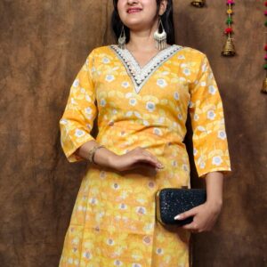 COTTON V NECK KURTI