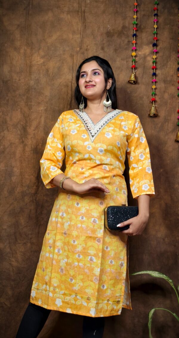 COTTON V NECK KURTI - Image 2