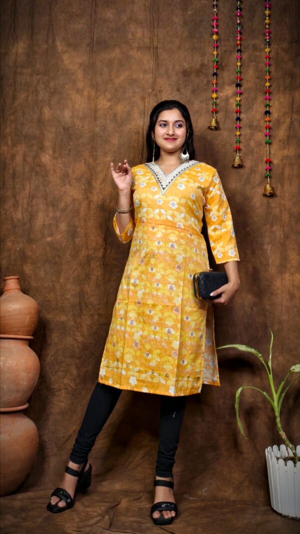 COTTON V NECK KURTI