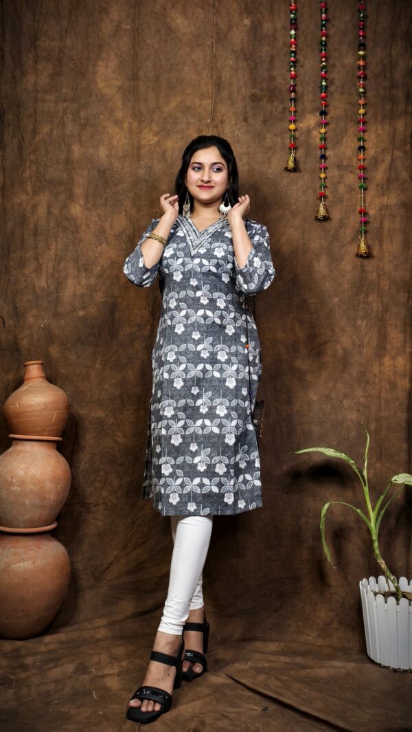 COTTON V NECK KURTI