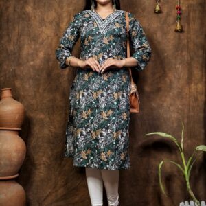 COTTON V NECK KURTI