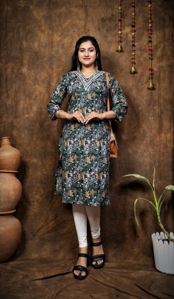 COTTON V NECK KURTI