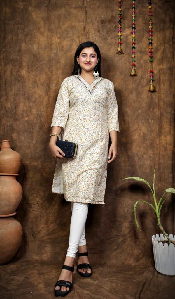 COTTON V NECK KURTI - Image 4