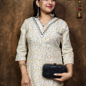 COTTON V NECK KURTI