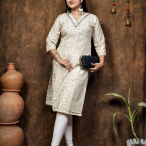 COTTON V NECK KURTI