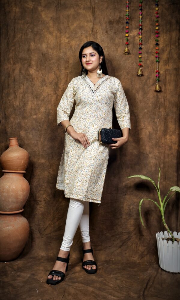 COTTON V NECK KURTI