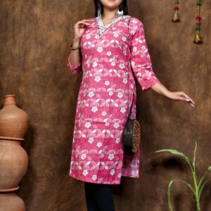 COTTON V NECK KURTI
