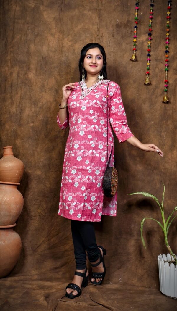 COTTON V NECK KURTI