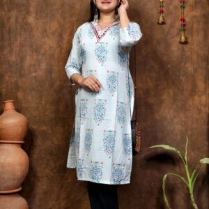 COTTON V NECK KURTI