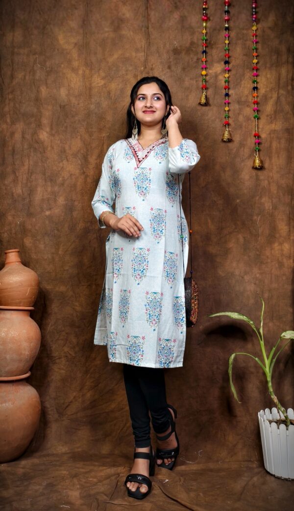COTTON V NECK KURTI