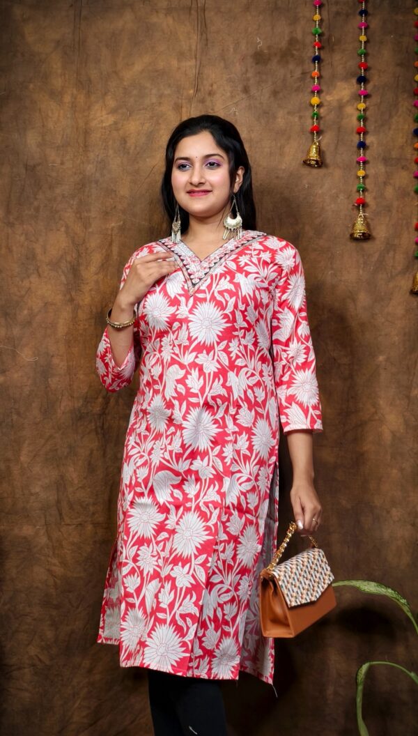 COTTON V NECK KURTI - Image 5