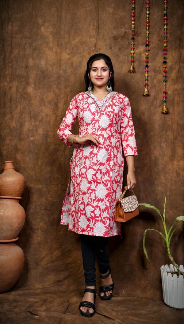 COTTON V NECK KURTI